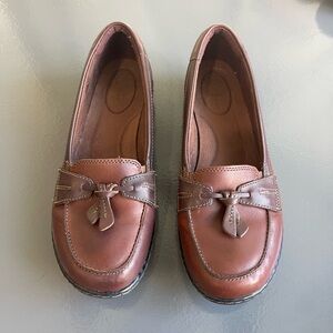 Clarks Brown Leather Loafers for Women